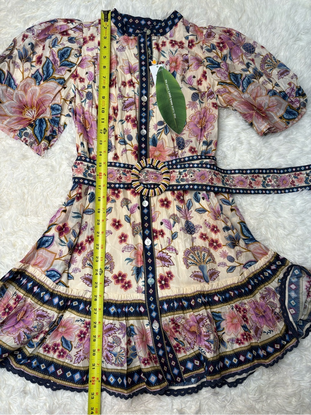 Farm Rio Superbloom Tapestry Cream Puff Sleeves Mini Dress NWT size small - Picture 8 of 10